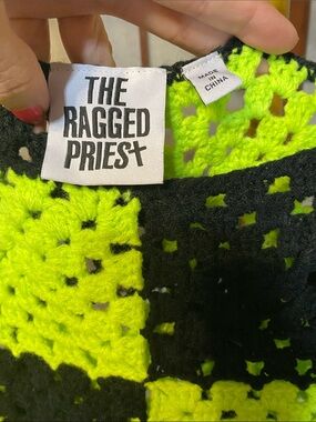 The Ragged Priest Crochet Neon Yellow & Black Tank